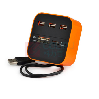 酷比客 L-CUBIC USB2.0集线器 LCHC01OR 3口 (橙色) 带读卡器