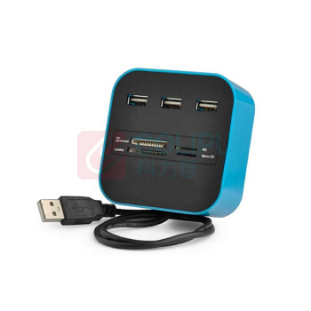 酷比客 L-CUBIC USB2.0集线器 LCHC01BU 3口 (蓝色) 带读卡器