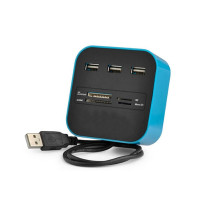 酷比客 L-CUBIC USB2.0集线器 LCHC01BU 3口 (蓝色) 带读卡器
