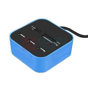 酷比客 L-CUBIC USB2.0集线器 LCHC01BU 3口 (蓝色) 带读卡器