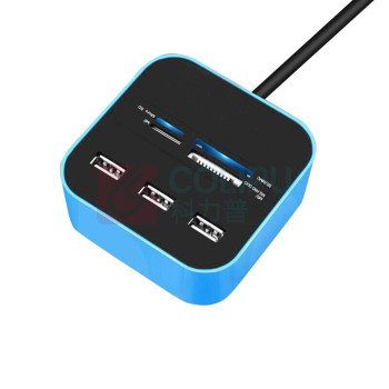 酷比客 L-CUBIC USB2.0集线器 LCHC01BU 3口 (蓝色) 带读卡器