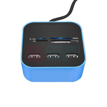 酷比客 L-CUBIC USB2.0集线器 LCHC01BU 3口 (蓝色) 带读卡器