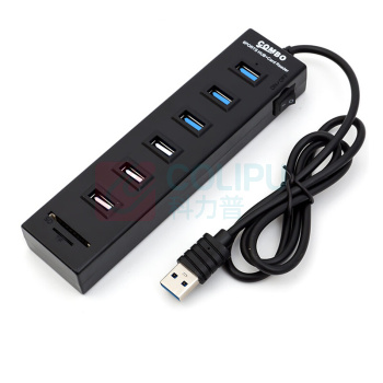 酷比客 L-CUBIC USB3.0集线器 LCHC14BK 6口 (黑色) 带读卡器