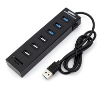 酷比客 L-CUBIC USB3.0集线器 LCHC14BK 6口 (黑色) 带读卡器