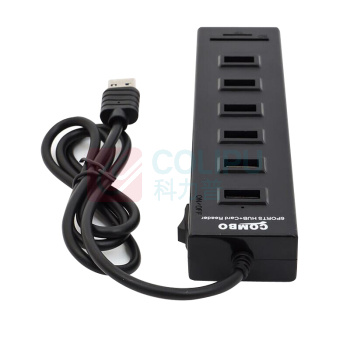 酷比客 L-CUBIC USB3.0集线器 LCHC14BK 6口 (黑色) 带读卡器