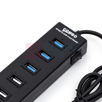 酷比客 L-CUBIC USB3.0集线器 LCHC14BK 6口 (黑色) 带读卡器