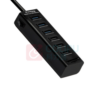 酷比客 L-CUBIC USB3.0集线器 LCHC14BK 6口 (黑色) 带读卡器