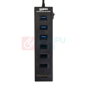 酷比客 L-CUBIC USB3.0集线器 LCHC14BK 6口 (黑色) 带读卡器