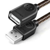 山泽 SAMZHE USB2.0高速传输数据延长线 公对母 AM/AF UK-H10 1米 (透明黑)