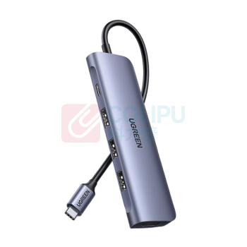 绿联 UGREEN Type-C五合一多功能转换器 50209 CM136 HDMI+USB+ PD (深空灰)