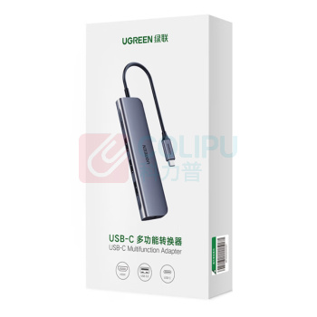 绿联 UGREEN Type-C五合一多功能转换器 50209 CM136 HDMI+USB+ PD (深空灰)