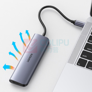 绿联 UGREEN Type-C五合一多功能转换器 50209 CM136 HDMI+USB+ PD (深空灰)