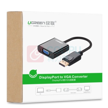 绿联 UGREEN DP转VGA母转换器 20415 DP109 分辨率:1920*1080 (黑色) 不带音频