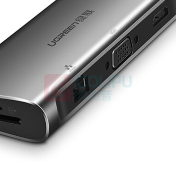 绿联 UGREEN Type-C转HDMI/VGA转换器 40873 CM179 USB-C扩展PD充电转接头数据线 USB3.0