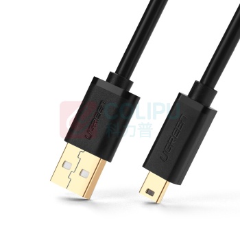 绿联 UGREEN USB2.0转Mini USB数据线 10355 US132 1米 Mini 5pin T型口充电连接线