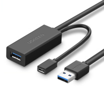 绿联 UGREEN USB3.0公对母信号放大器 USB电脑数据延长器 20826 US175 5米