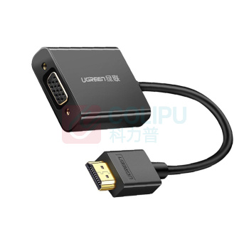 绿联 UGREEN HDMI转VGA线转换器 50288 (黑色) 带音频 供电口