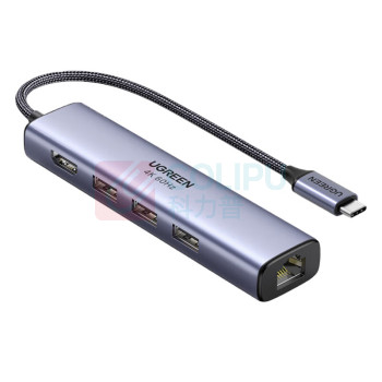 绿联 UGREEN Type-C转HDMI+千兆网卡 3口USB分线器 20934 CM475