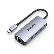 飞利浦 PHILIPS USB-C扩展坞分线器 Type-C转USB3.0 带网口拓展坞 适用华为手机苹果笔记本电脑