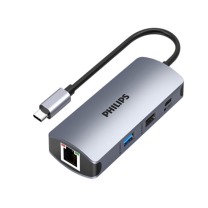 飞利浦 PHILIPS 扩展坞分线器 Type-c usb-c转hdmi网口 适用华为苹果电脑转换器macbook雷电3网线转接头