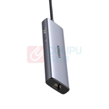 绿联 UGREEN Type-C扩展坞 15598 6合1 USB3.0*3+HDMI+PD100W 转千兆网口