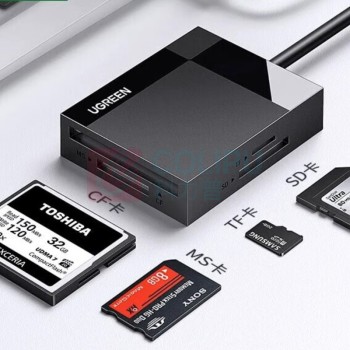 绿联 UGREEN 读卡器 30335 CR125 支持SD/TF/CF USB3.0 多卡多读 1米 (黑)
