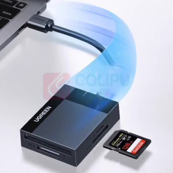 绿联 UGREEN 读卡器 30335 CR125 支持SD/TF/CF USB3.0 多卡多读 1米 (黑)
