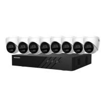 海康威视 HIKVISION 安防监控套装 DS-8616N-K8 8个半球摄像头+硬盘录像机+监视器+交换机包含高空安装施工费
