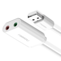 绿联 UGREEN 外置声卡 USB2.0转3.5mm耳机/音响/麦克风 30143 US205 0.15米 (白色)