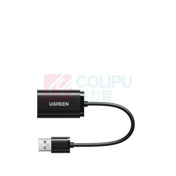 绿联 UGREEN USB外置独立声卡免驱 30724 US205 3.5MM转换器头 (黑色)