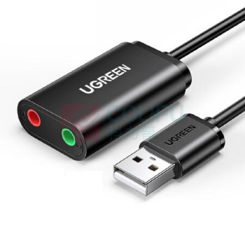 绿联 UGREEN USB外置独立声卡免驱 30724 US205 3.5MM转换器头 (黑色)