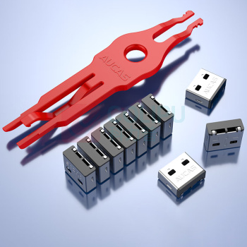 奥卡斯 USB安全塞 ACPT-USB-BK-10 10个装+1把钥匙 USB防尘塞笔记本电脑USB防尘塞堵头可拆卸黑色