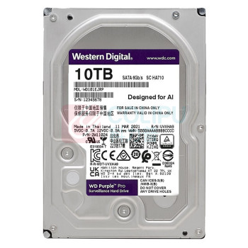 西部数据 WD 紫盘Pro 10TB SATA6Gb/s 7200转256M 监控硬盘 WD101EJRP