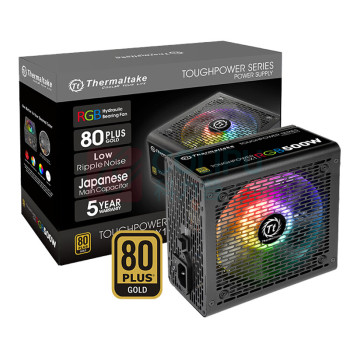 Thermaltake 额定500W Toughpower GX1 RGB 500 电脑电源(80PLUS金牌/256色灯效/日系主电容/温控) PS-TPD-0500NHFAGC-1