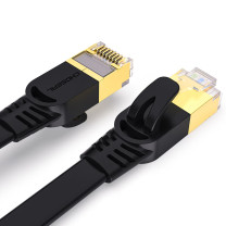 秋叶原 CHOSEAL 七类扁平网线 QS5178A CAT7 万兆 网络屏蔽 双绞 镀金 连接线 工程家用电脑宽带 成品跳线 七类扁平跳线 (黑色)