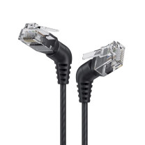 CABLE CREATION 旋转弯头网线 成品跳线 连接线 超6类 cat6a 细线款 10Gbps万兆 360度直角 rj45 纯铜 1米 电脑 宽带 网络 路由器