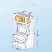 也仁 网线水晶头 YR-A2287 六类 20×11mm (透明色) 袋 RJ45 PVC;镀金