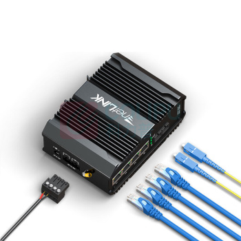 netLINK 千兆1光4电工业级光纤收发器 单模双纤光电转换器 导轨式一台 HTB-6000-15-1GX4GE-20KM