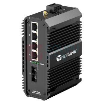 netLINK 千兆1光4电工业级光纤收发器 单模双纤光电转换器 导轨式一台 HTB-6000-15-1GX4GE-20KM