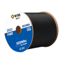 奥威尔 OWIRE 网线 SSKJ-C5E-60BK2 0.50mm加粗线径黑超五类4对非屏蔽双护套室外网线305.00米/卷 (黑色)