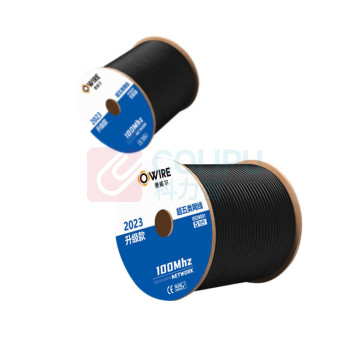 奥威尔 OWIRE 网线 SSKJ-C5E-60BK2 0.50mm加粗线径黑超五类4对非屏蔽双护套室外网线305.00米/卷 (黑色)