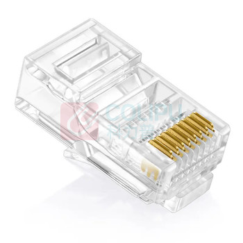 三堡 超五类网络水晶头 100个盒装 RJ45电脑网线接头 CAT5e工程级非屏蔽铜片全镀金8P8C网络线缆接头