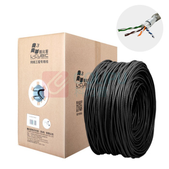 酷比客 L-CUBIC 六类纯铜双层屏蔽网线成箱网线 LCLN6RRSSBK-305M 305米/箱 (黑色)