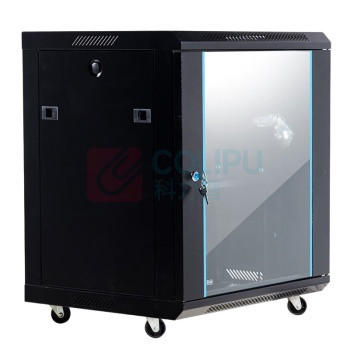 法力创 壁挂小墙柜机 15U 600宽450深800高 黑色钢化玻璃门