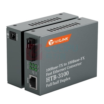 netLINK 光纤收发器 HTB-3100AB 供电方式:DC5V 接口模式:SC 连接数:1传输速度:百兆 电压:DC 5v