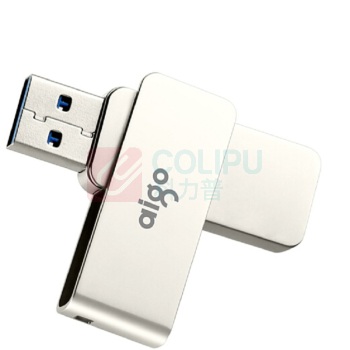 爱国者 aigo U盘 U330 32GB (银) USB3.2 金属旋转系列 快速传输
