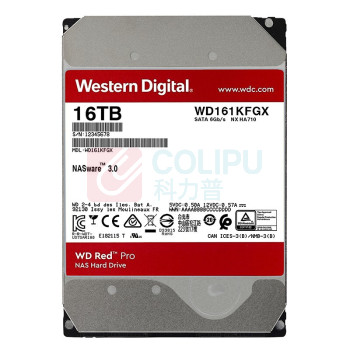 西部数据 WD NAS硬盘 西数红盘Pro WD161KFGX 16TB CMR 7200转 512MB SATA