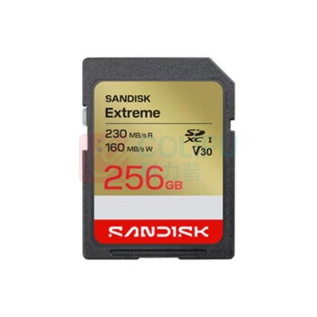 闪迪 SANDISK SD内存卡 SDSDXV5-256G-ZUCIN 256GB, 4K V30 U3 C10, 读速230MB/s, 写速160MB/s