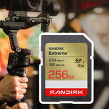 闪迪 SANDISK SD内存卡 SDSDXV5-256G-ZUCIN 256GB, 4K V30 U3 C10, 读速230MB/s, 写速160MB/s