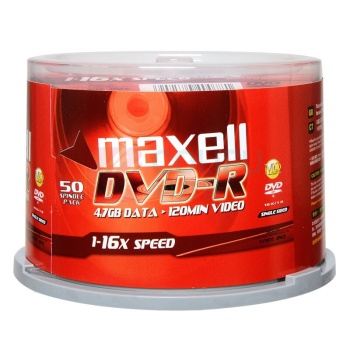 麦克赛尔 maxell 光盘 DVD-R 4.7G 16x 空白光盘 商务金盘50片/筒